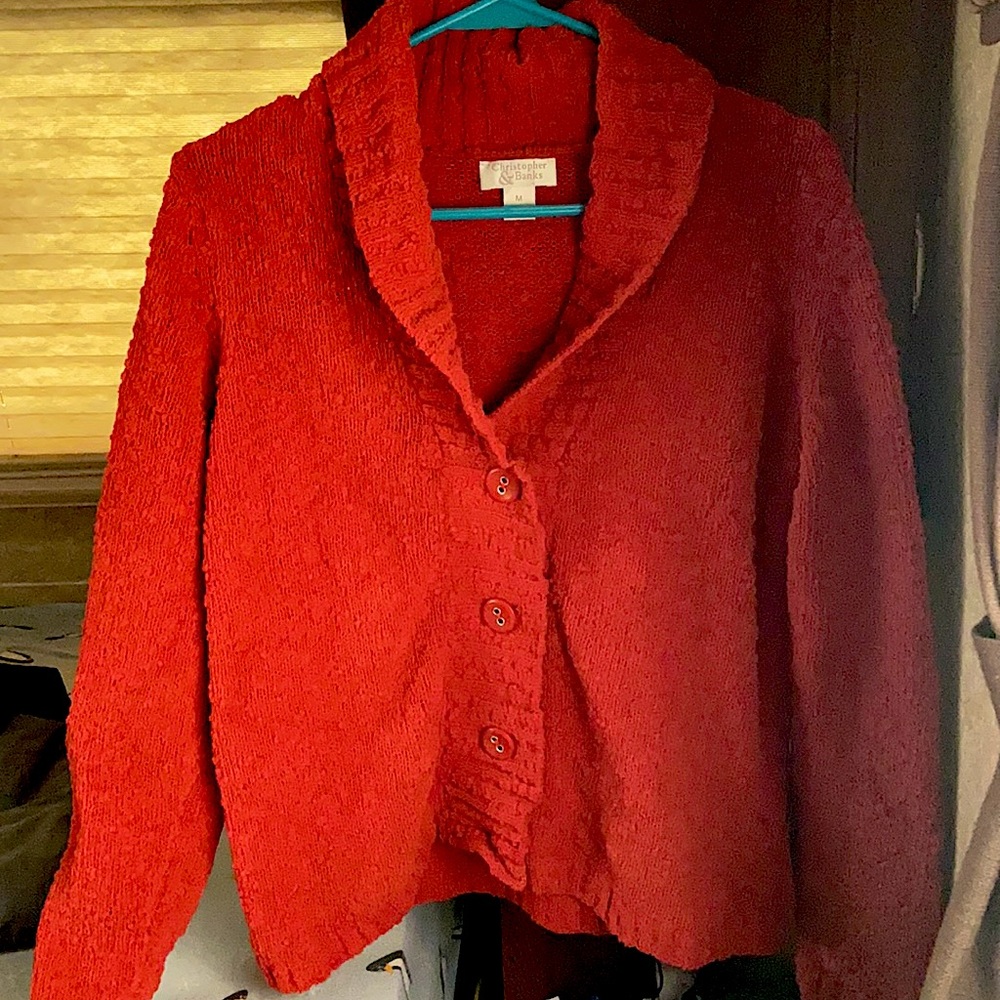 Orange button up sweater